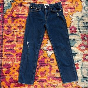 Levi's Blue Straight Leg Jeans with Distressed Details